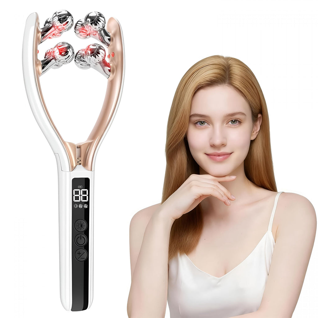 Face Massager Tool with Red Light,Facial Roller Skin Care Tool for Women,Rechargeable Face Roller for Facial Contour ...