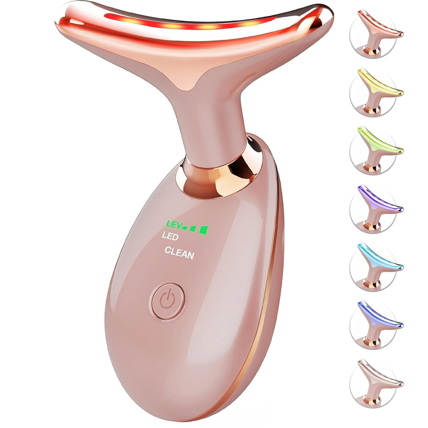 Red-Light-Therapy-for-Face-and-Neck, 7 Color Face Massager Tool for Wrinkles, Double Chin, Vibrating Facial Massager ...