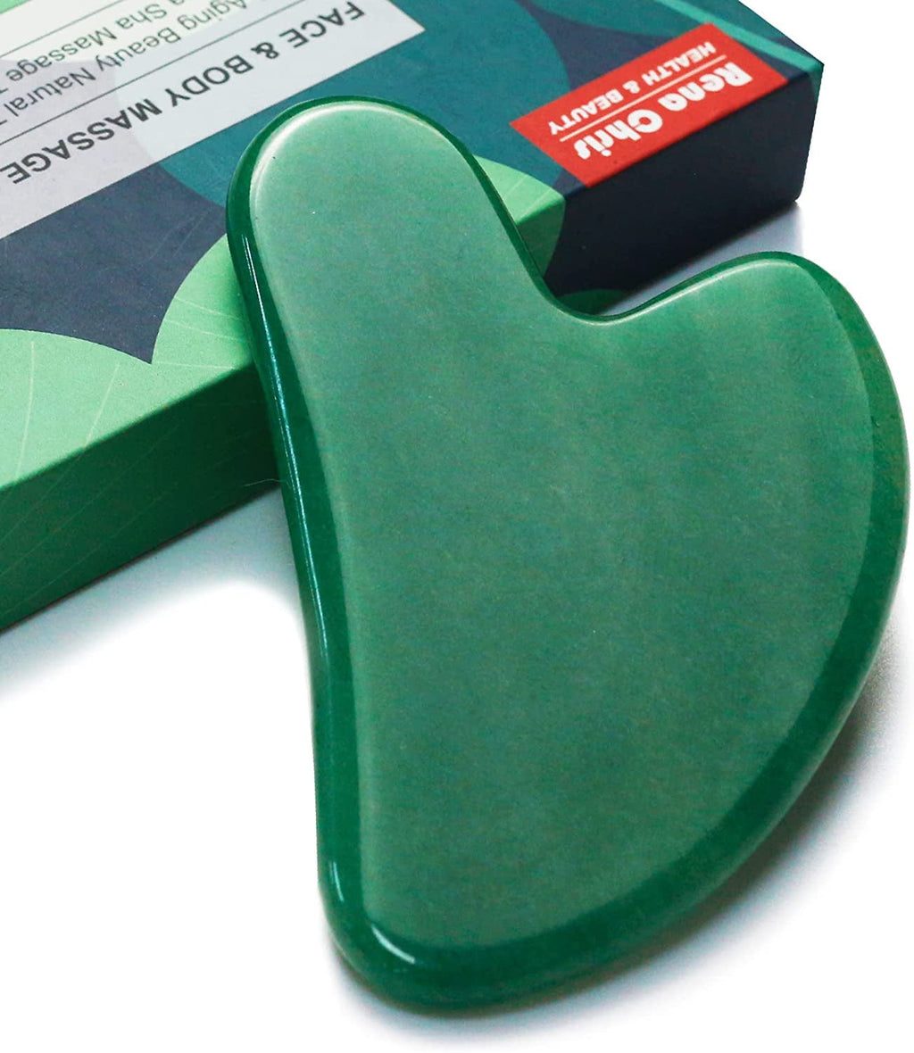 Gua Sha Facial Tool, Natural Jade Stone Guasha Board for SPA Acupuncture Therapy Trigger Point Treatment, Gua Sha Scr...