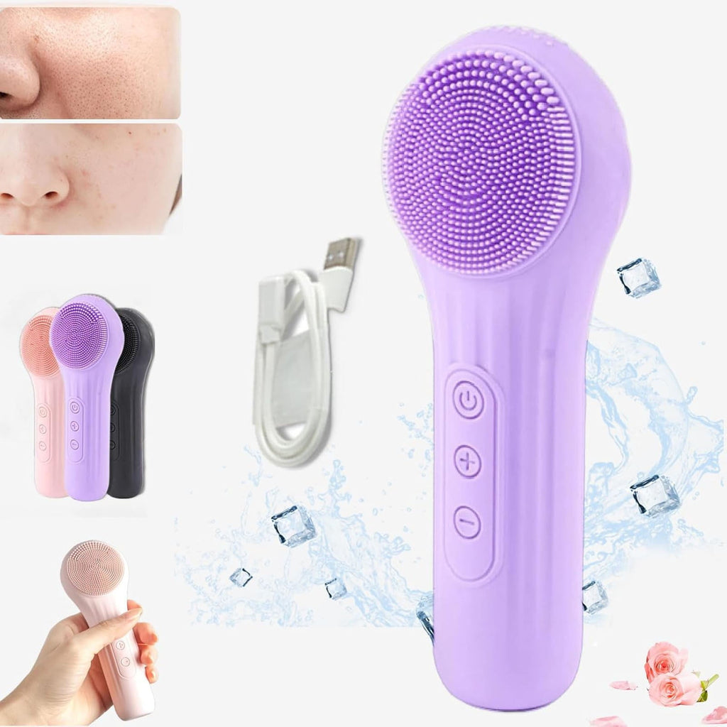 Rechargeable Heated Silicone Facial Brush - Vibrating Exfoliating & Deep Cleansing Massage Tool
