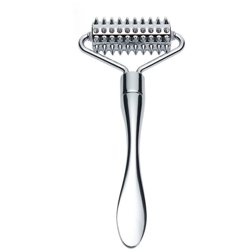 Silver Silver Tone Metal Micro Needle Derma Roller Massage Tool For Face Neck Hand Body Acupuncture Skin Therapy