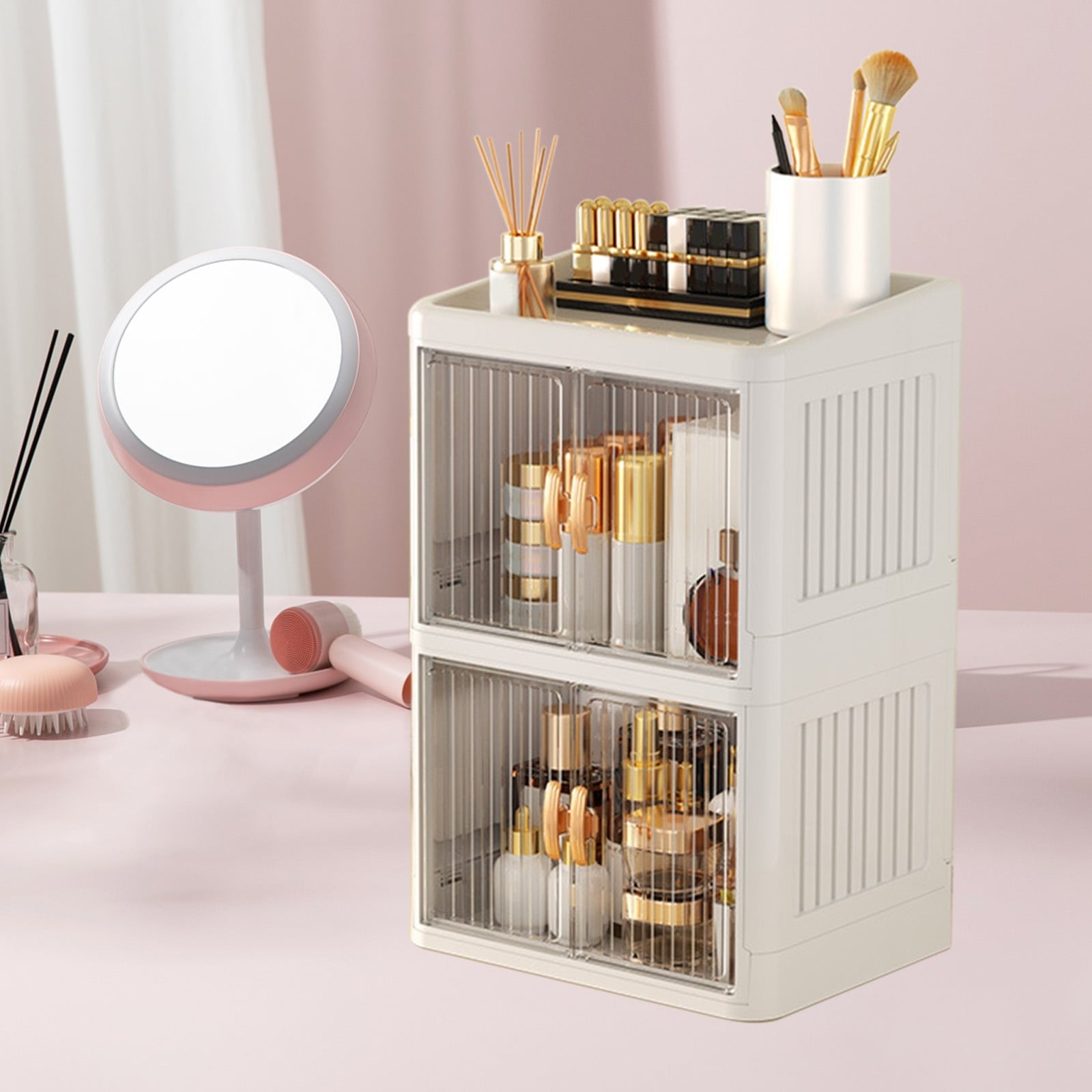 Clearance 2Pcs Multilayer Skincare Organizers Makeup Organizer Holder Beauty Cosmetic Storage Box Display Case Dust F...