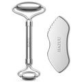 Stainless Steel Gua Sha & Face Rollers, 2Pcs Facial Massage Tools, Guasha Tool for Face Eyes Neck