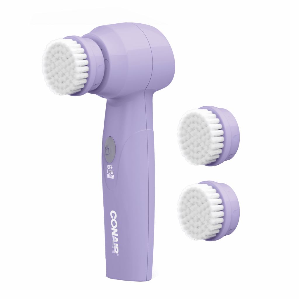 Conair True Glow Battery-Operated Facial Cleansing Brush, 3 Pieces