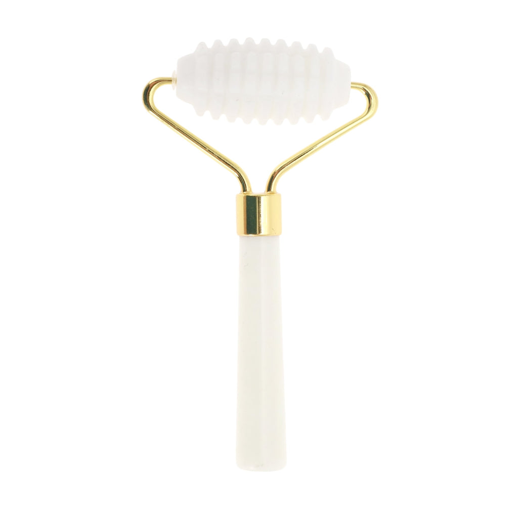 1 Pc Roller Face Massager for Beauty Parlor White Natural Jade Zinc Alloy