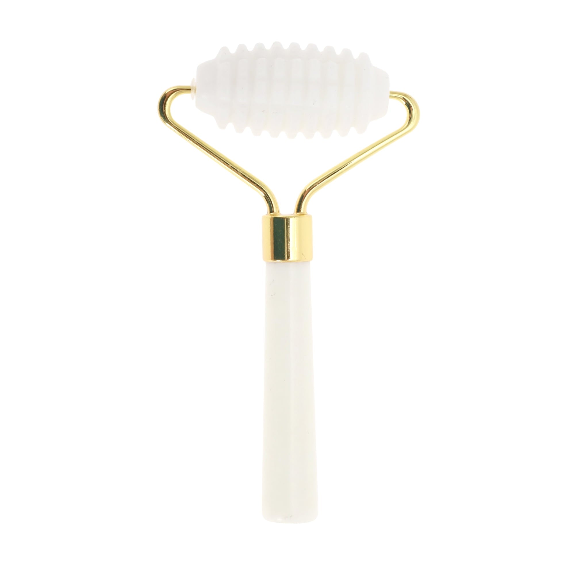 1 Pc Roller Face Massager for Beauty Parlor White Natural Jade Zinc Alloy