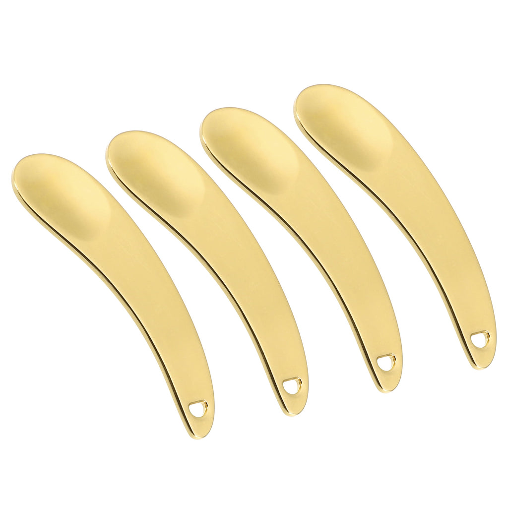 Unique Bargains 4 Pcs Makeup Spatula Mini Spoon Eye Cream Massage Sticks Beauty Scoop Moon Shape 2.13"x0.51" Gold Tone
