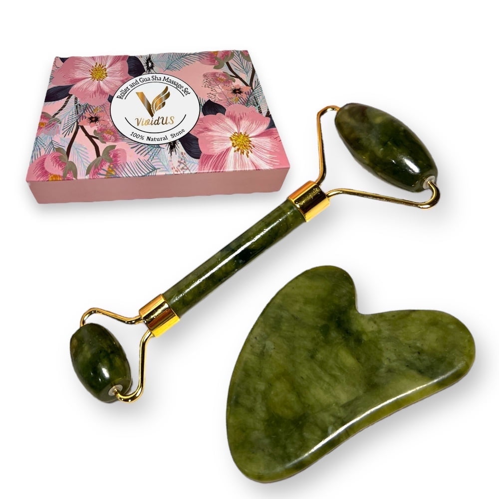 Gua Sha and Jade Roller Set Improve Wrinkles & Reduce Puffiness Gua Sha Face Facial Massage 2 Piece