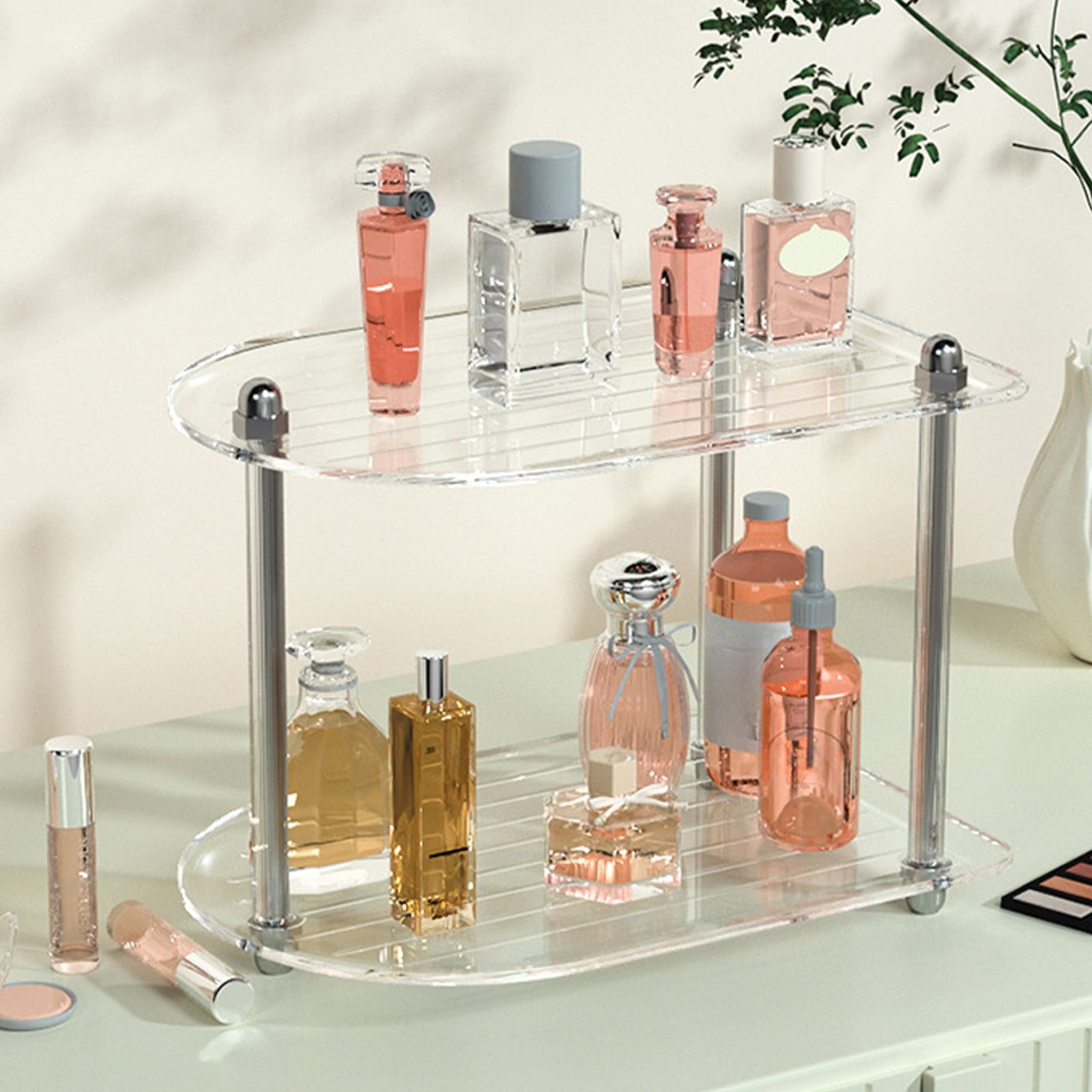 VOTRUDI Clear Makeup Organizer, Double Layer Cosmetic Storage for Bathroom Counter, Vanity Skincare Organizer with Me...