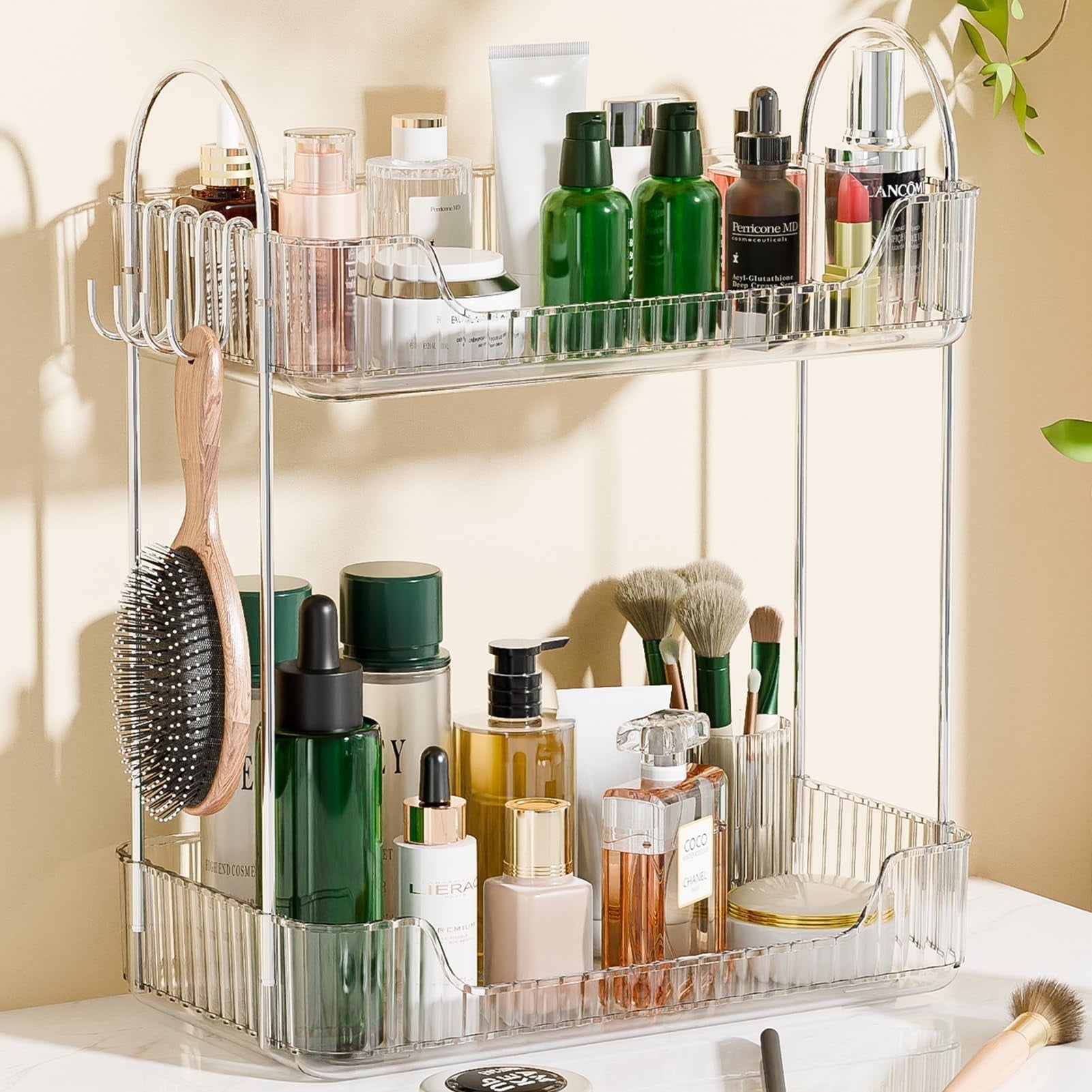 2 Tier Bathroom Counter Organizer，Cosmetic Skincare Organizer，Spice Rack Organizer for Kitchen