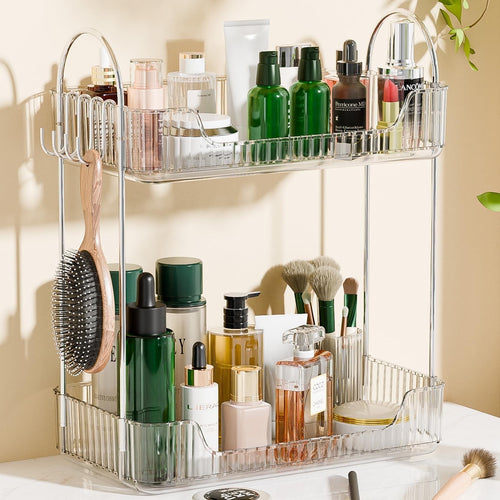 2 Tier Bathroom Counter Organizer，Cosmetic Skincare Organizer，Spice Rack Organizer for Kitchen