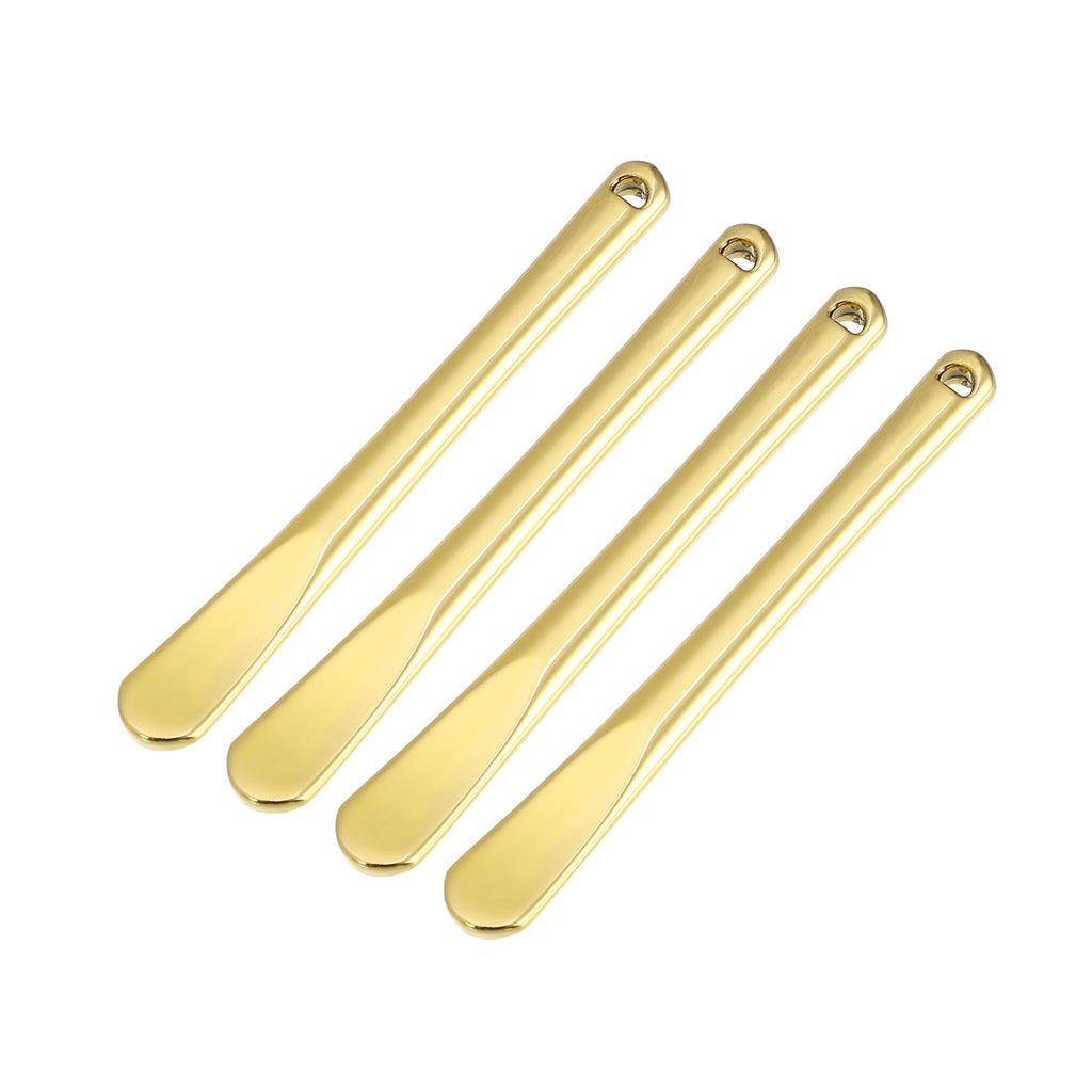 Mini Makeup Spatula for Facial Cosmetic Face Cream Zinc 2.32"x0.30" Alloy Gold Tone 4 Pcs