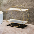 White 2-Tier Wrought-Iron Vanity & Countertop Organizer – Large-Capacity Bathroom Storage Rack for Skincare, Cosmetics & Toiletries