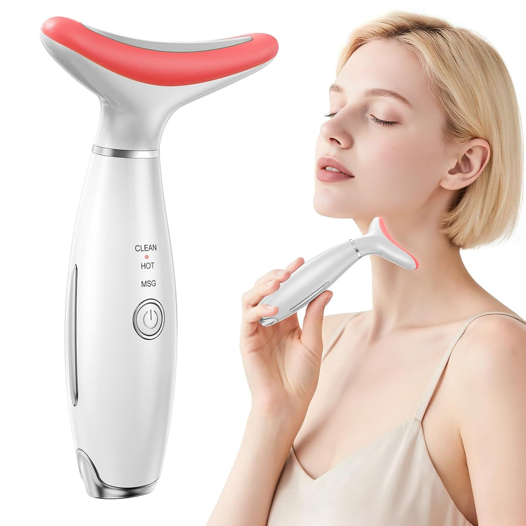 Wrongduck Red Light Therapy Face Massager, LED Facial Sculpting Tool with Vibration and Heat, Portable Micro-Current ...