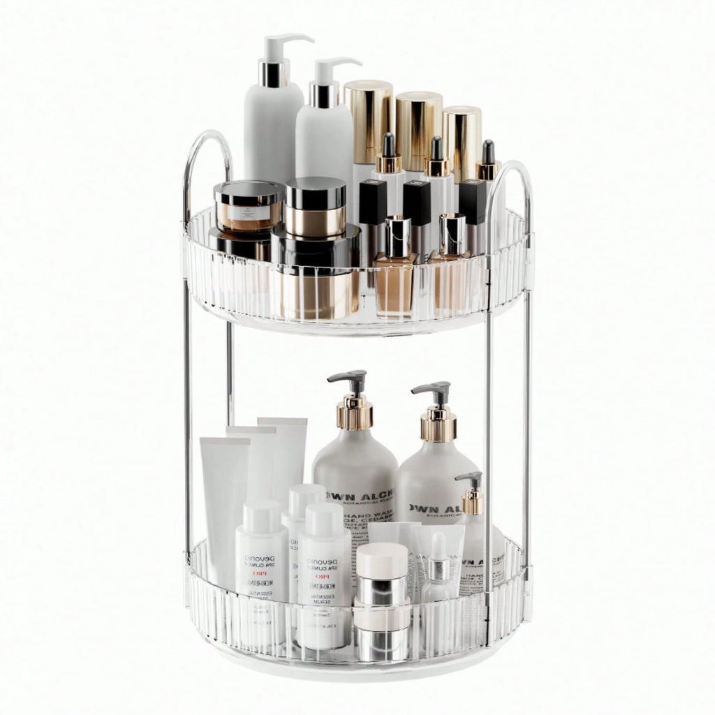 360 Rotating Makeup Organizer And Storage for Vanity Countertop 2 Tiers, High Capacity Cosmetic Skincare Perfume Orga...