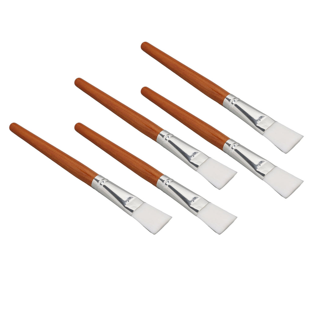 Yajisi 5pcs Professional Wooden Handle Facial Mask Brush Set, Soft Synthetic Fiber Facial Mask Applicator for DIY Mud and Clay Masks, 20 cm