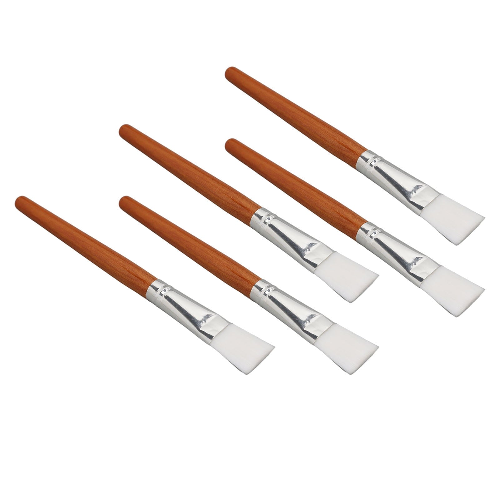 Yajisi 5pcs Professional Wooden Handle Facial Mask Brush Set, Soft Synthetic Fiber Facial Mask Applicator for DIY Mud and Clay Masks, 20 cm