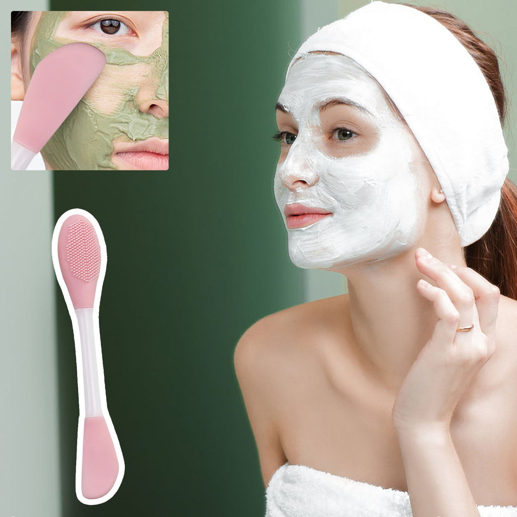 YiFudd Double Head Silicone Facial Mask Brush, Beauty and Skincare Tools, Mud Mask Mixing Brush, Soft Rubber Head Facial Cleaning Brush (Pin