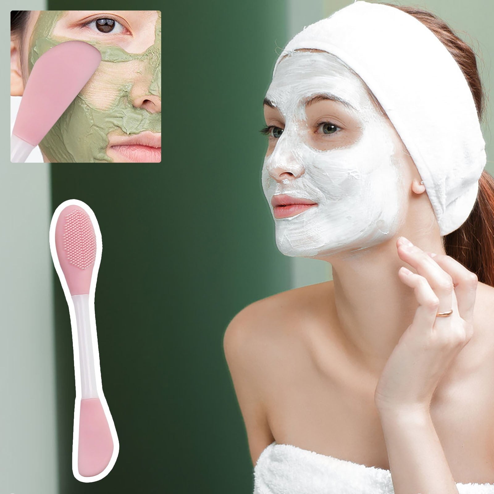YiFudd Double Head Silicone Facial Mask Brush, Beauty and Skincare Tools, Mud Mask Mixing Brush, Soft Rubber Head Facial Cleaning Brush (Pin