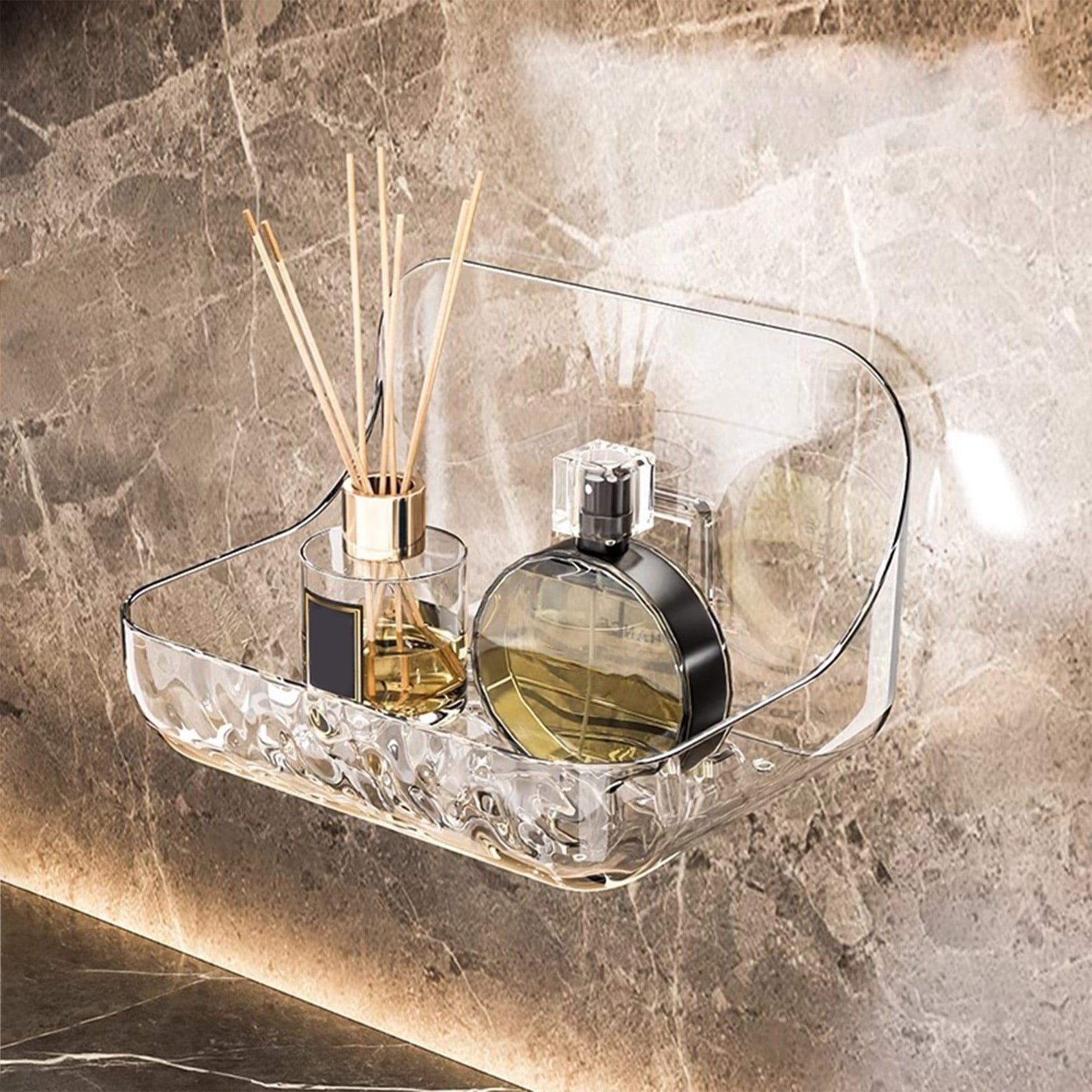 Acrylic Bathroom Shelf Wall Mounted, Large Capacity Shower Storage Rack, Water-Resistant Cosmetic Organizer for Makeu...