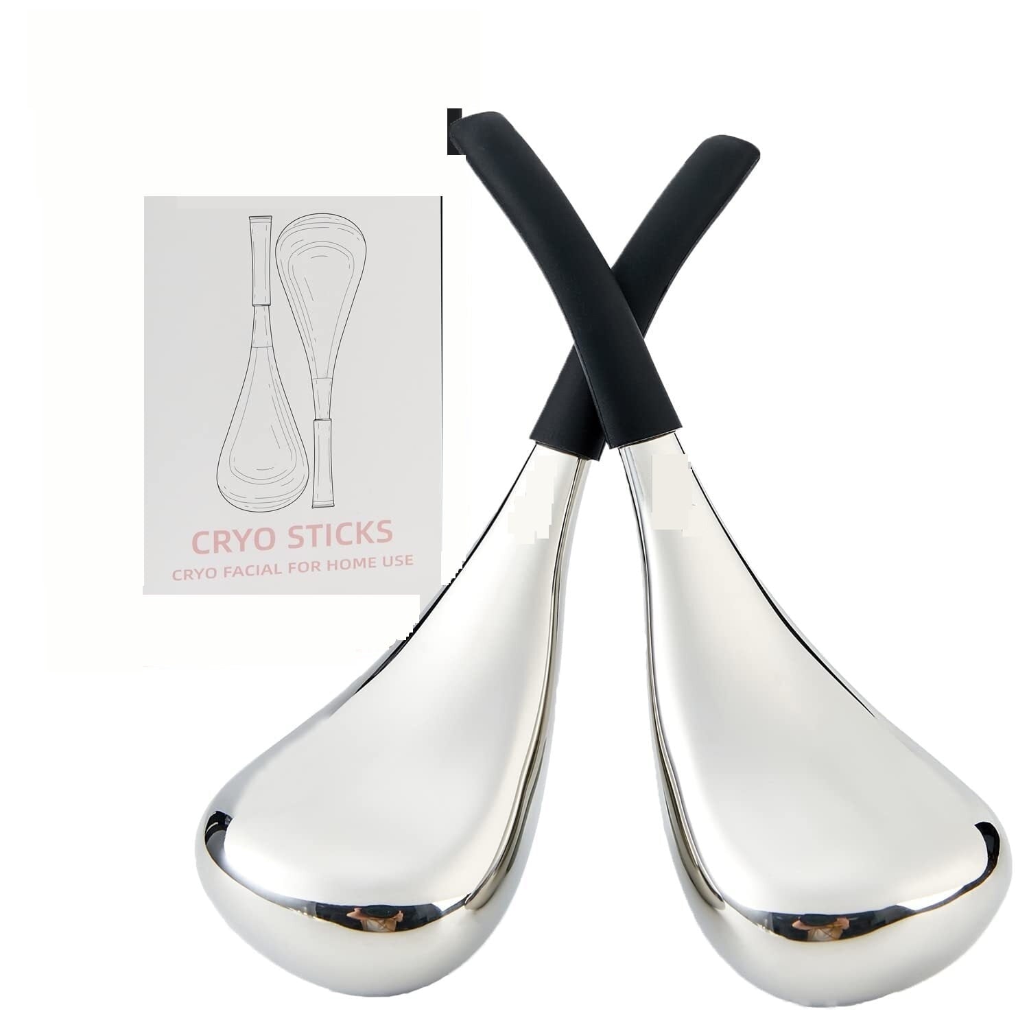 Zeya Ice Globes Facial Skin Care Tools for Women Face Eyes, Stainless Steel Face Beauty Cryo Sticks for Girls Ladies