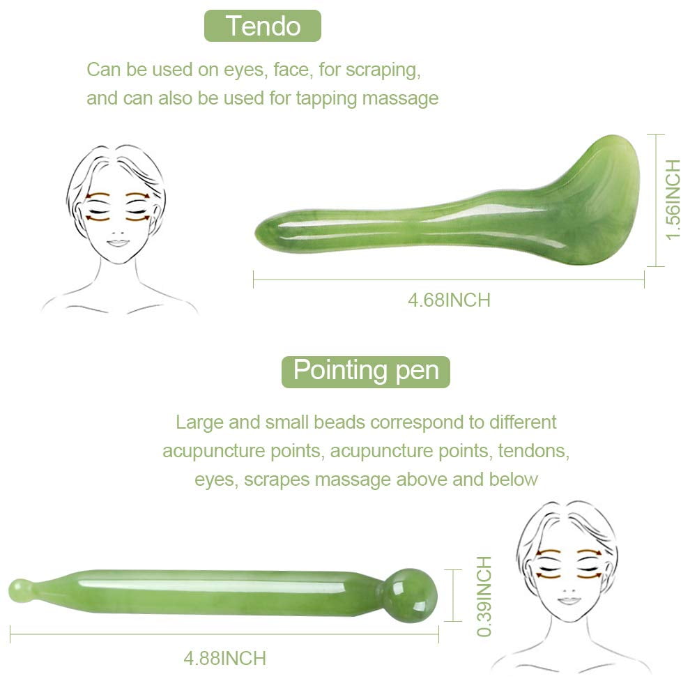 Gua Sha sets, Jade Roller Facial Ridged Roller KitsSkin Roller Scraping Massage Tools Anti Aging and Wrinkles for Fac... - Image 4