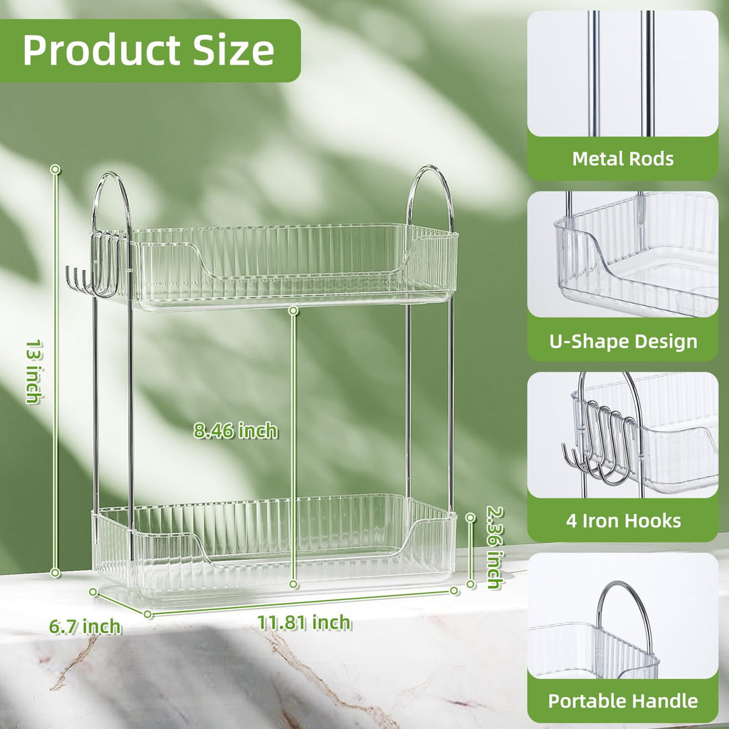 2 Tier Bathroom Counter Organizer，Cosmetic Skincare Organizer，Spice Rack Organizer for Kitchen - Image 5