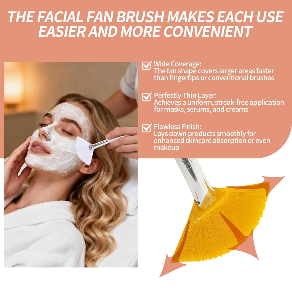 Fan Brush,Facial Brushes Esthetician,Fan Facial Mask Applicator Tools Soft Makeup Brushes Cosmetic Tools, Multipurpos... - Image 4