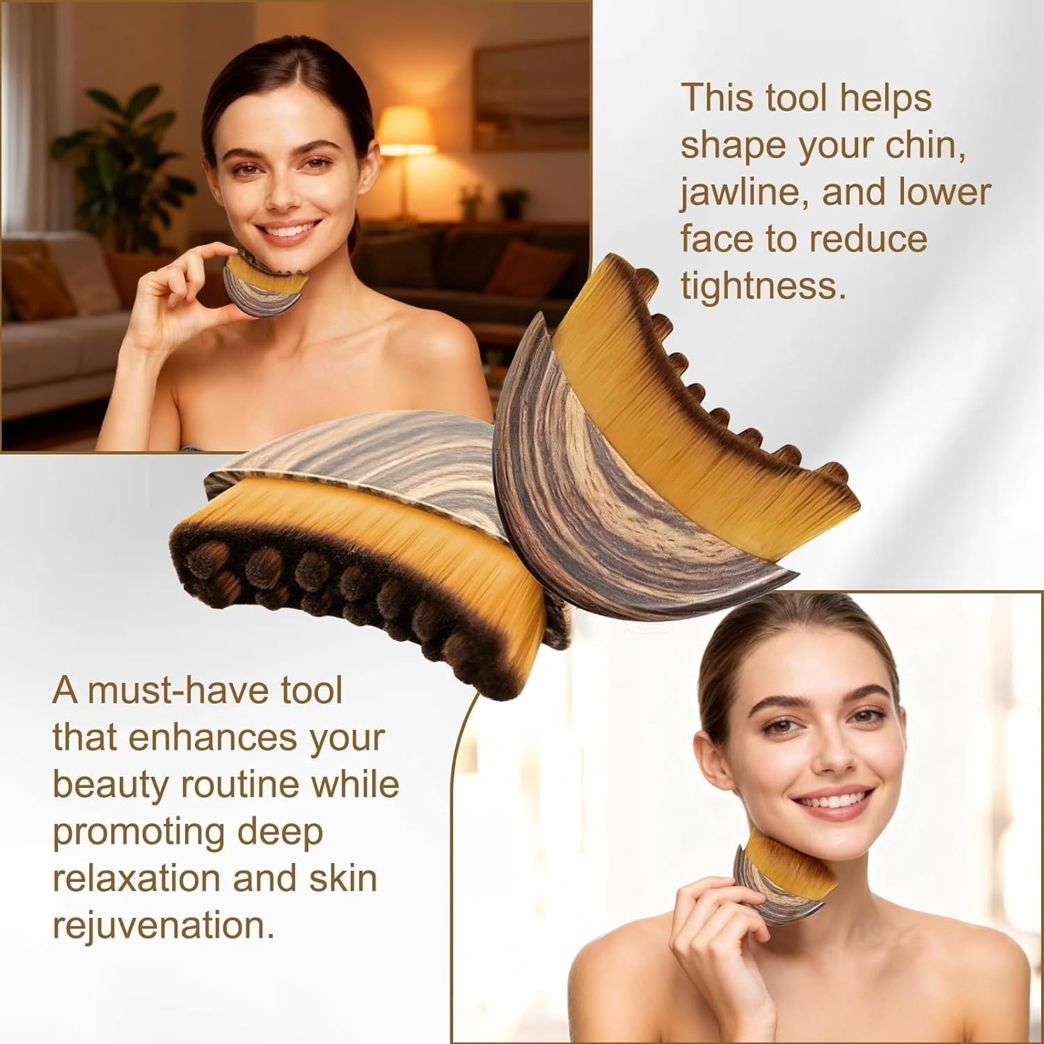 Wrongduck Facial Massage Brush 2 Pack Ergonomic Jawline Contour Brush Soft Bristle Face Tool for Skincare Application... - Image 5