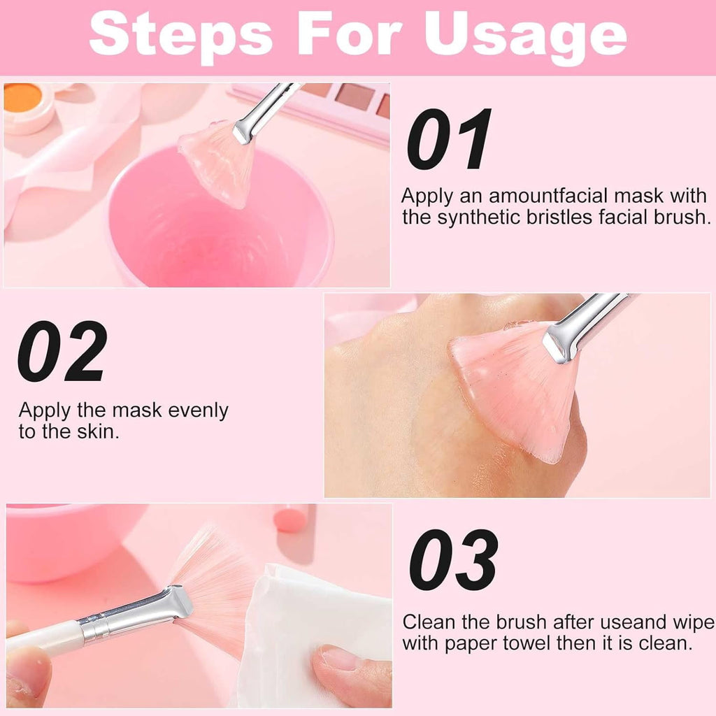 24 Pcs Fan Mask Brushes Soft Facial Applicator Brushes Pink Nylon Fan Makeup Brushes for Face Mask Clay Mud Powder Ap... - Image 6