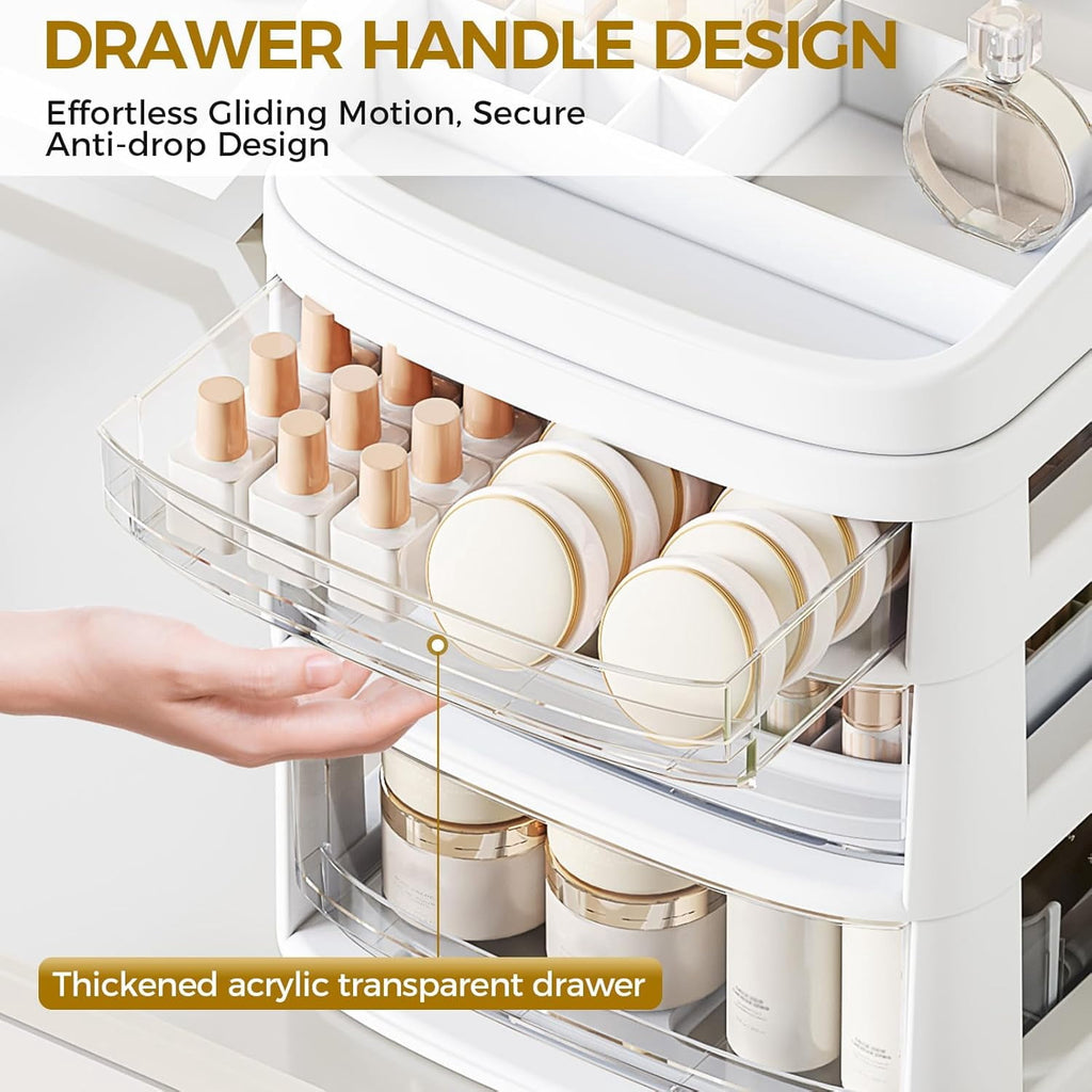 Rolling Cart with 6 Drawers, Clear Plastic Drawer Organizers, Dust Proof Under Desk Storage for Makeup, Skincare, Art... - Image 4