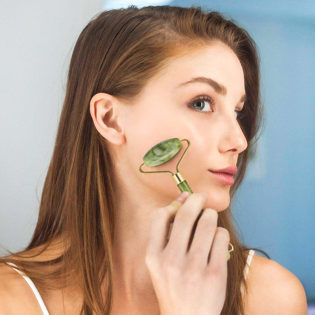 Pinkiou Jade Roller&Gua Sha Set for Face Roller Massage,Skin Care Tool for Wrinkles&Eye Puffiness Removal - Image 6