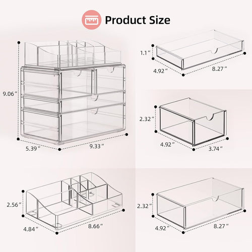 4-Tier Clear Makeup Organizer, Delamu Thick Acrylic Box Organizer, Cosmetics Storage Box, Bathroom Organizer - Image 2