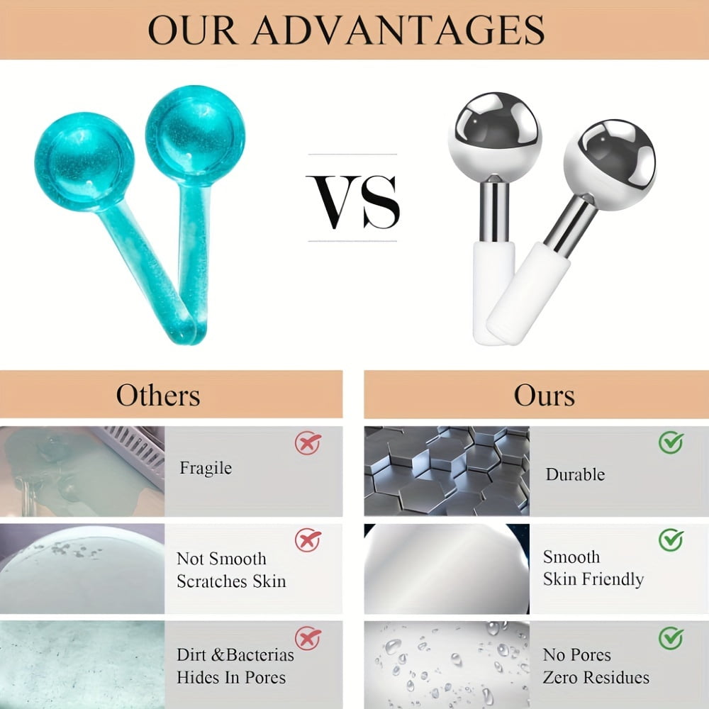1/2pcs Stainless Steel Ice Ball for Face, Spa Massage Roller, Unscented Skin Care Tool, Body Massager, Ice Ball Roller, No Power Supply Need - Image 2