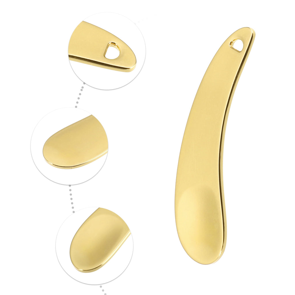 Unique Bargains 4 Pcs Makeup Spatula Mini Spoon Eye Cream Massage Sticks Beauty Scoop Moon Shape 2.13"x0.51" Gold Tone - Image 4