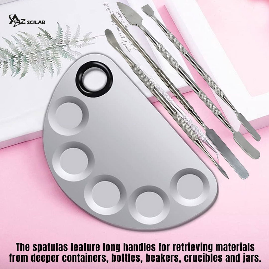Stainless Steel Spatula to Use with Makeup-Palette For Blending Cosmetic Set of 4 Pcs Double Sided - Image 4