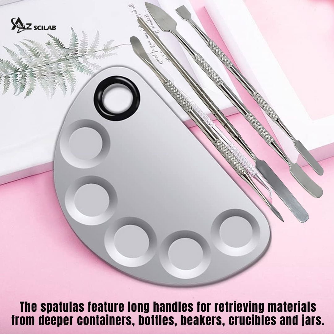 Stainless Steel Spatula to Use with Makeup-Palette For Blending Cosmetic Set of 4 Pcs Double Sided - Image 4