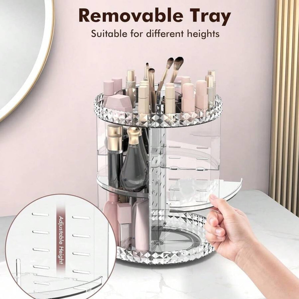 Rotating Makeup Organizer, 360 ° Spinning Skincare Organizers, For Dresser Bathroom, Medium, Clear - Image 2