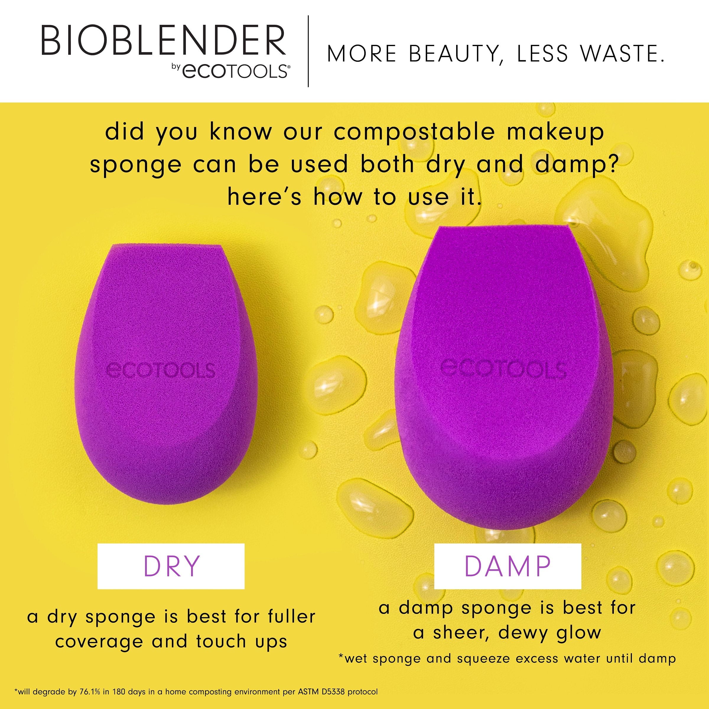 EcoTools Bioblender Makeup Sponge Duo, for Liquid and Cream Foundation, Purple, 2 Count - Image 5