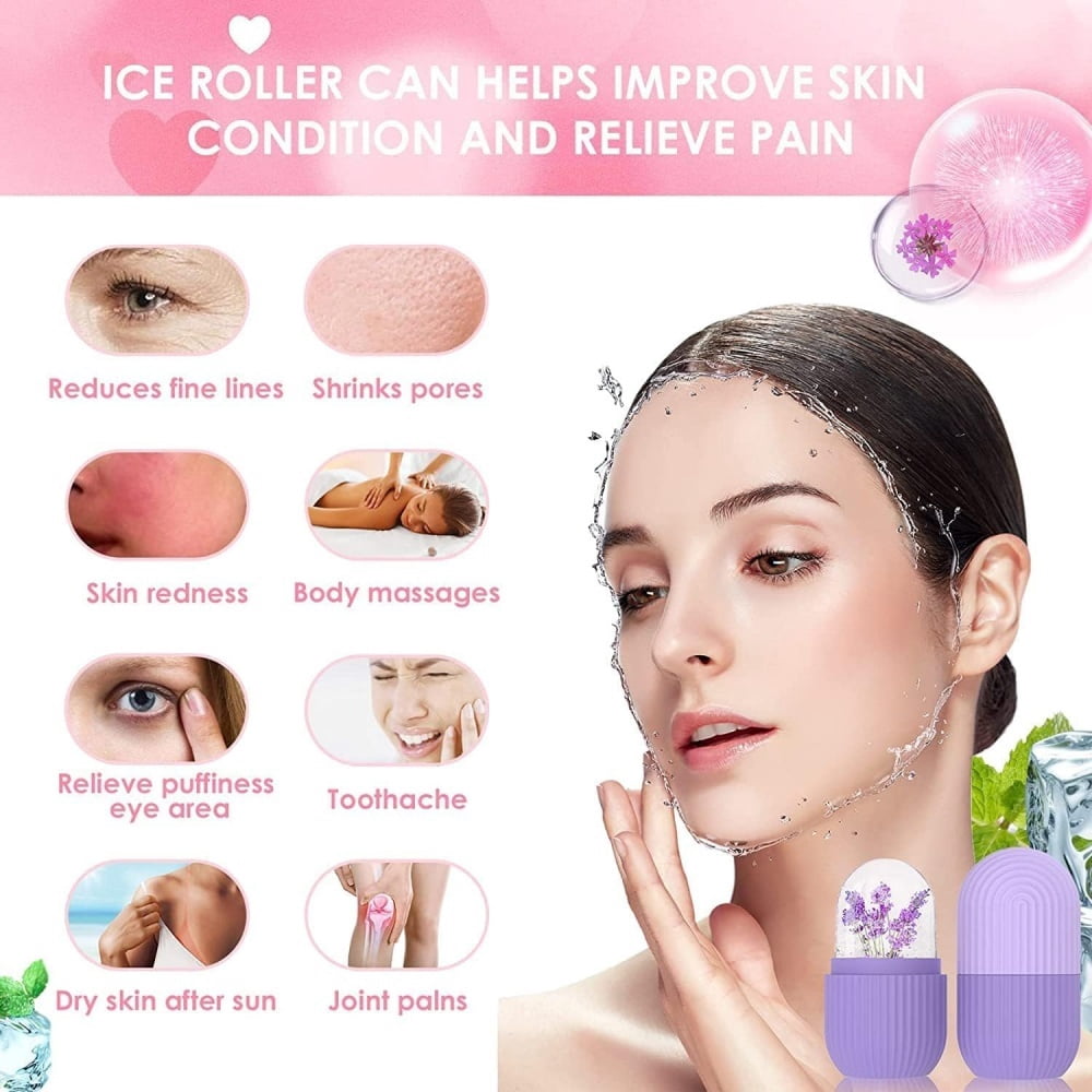 3pcs Cube Mold + Jade Roller & GuaSha Set, Reusable Silicone Cold Therapy Skin Care Tools, Roller Msagger for Neck Ey... - Image 4