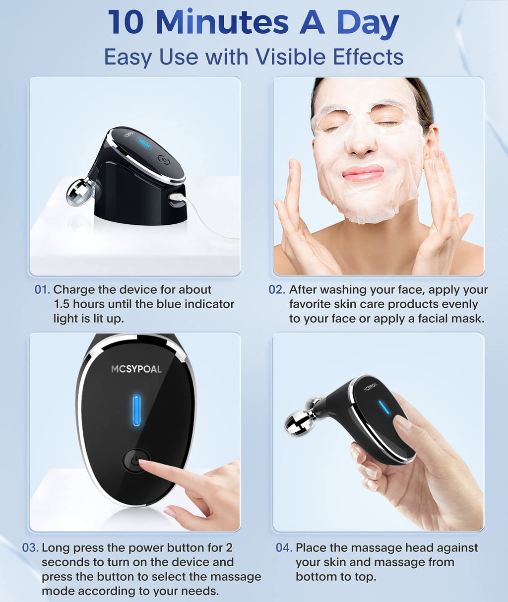 Microcurrent-Facial-Device - Skin Tightening Device, Microcurrent Facial Massager, Face Massager Roller for Face Lift, Wrinkle Removal, Anti - Image 5