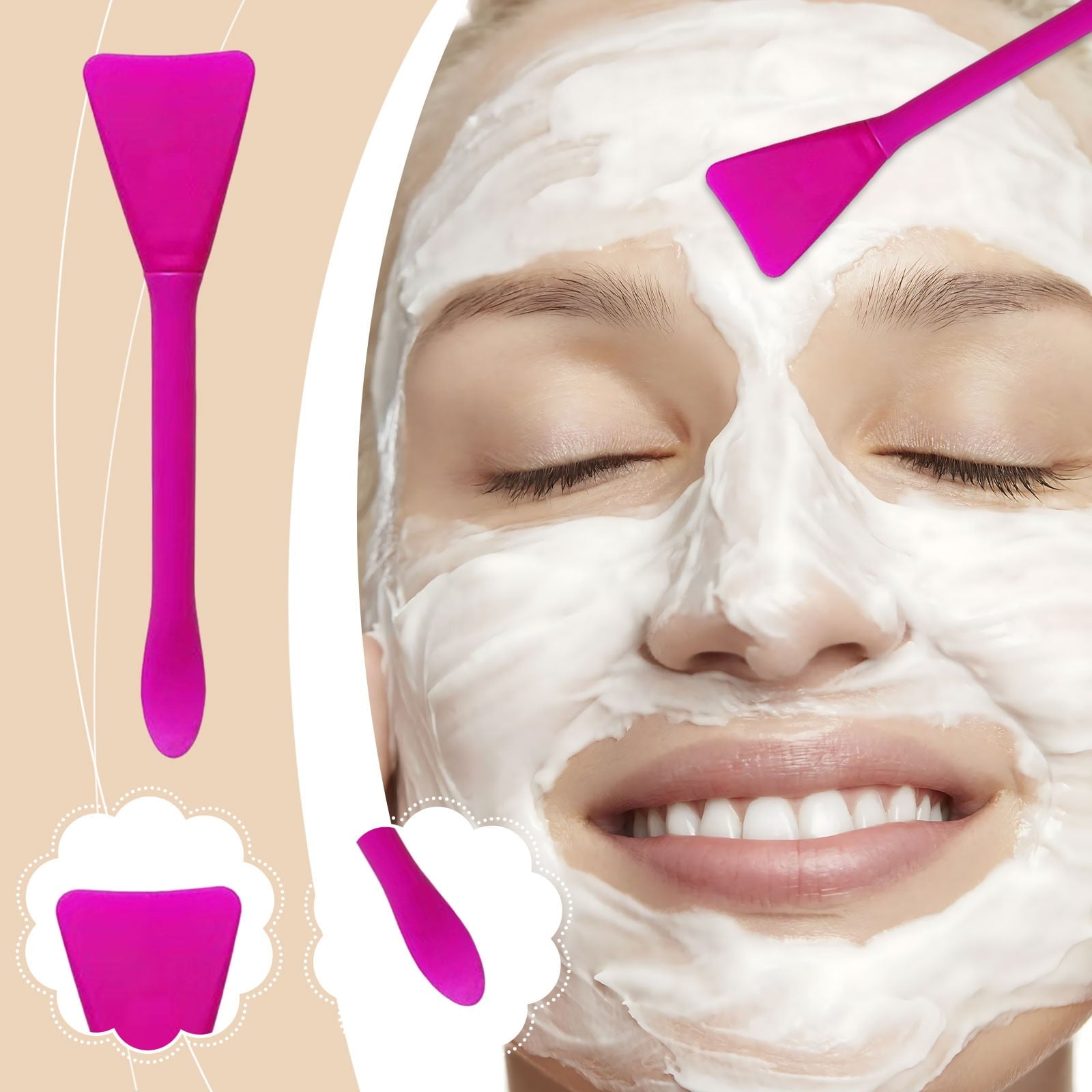 Momihoom Mask Applicator Silicone Face Brush Face Mud Cream,Clay Mask,Modeling Mask Brushes Mud Mixing Spatula Double... - Image 2