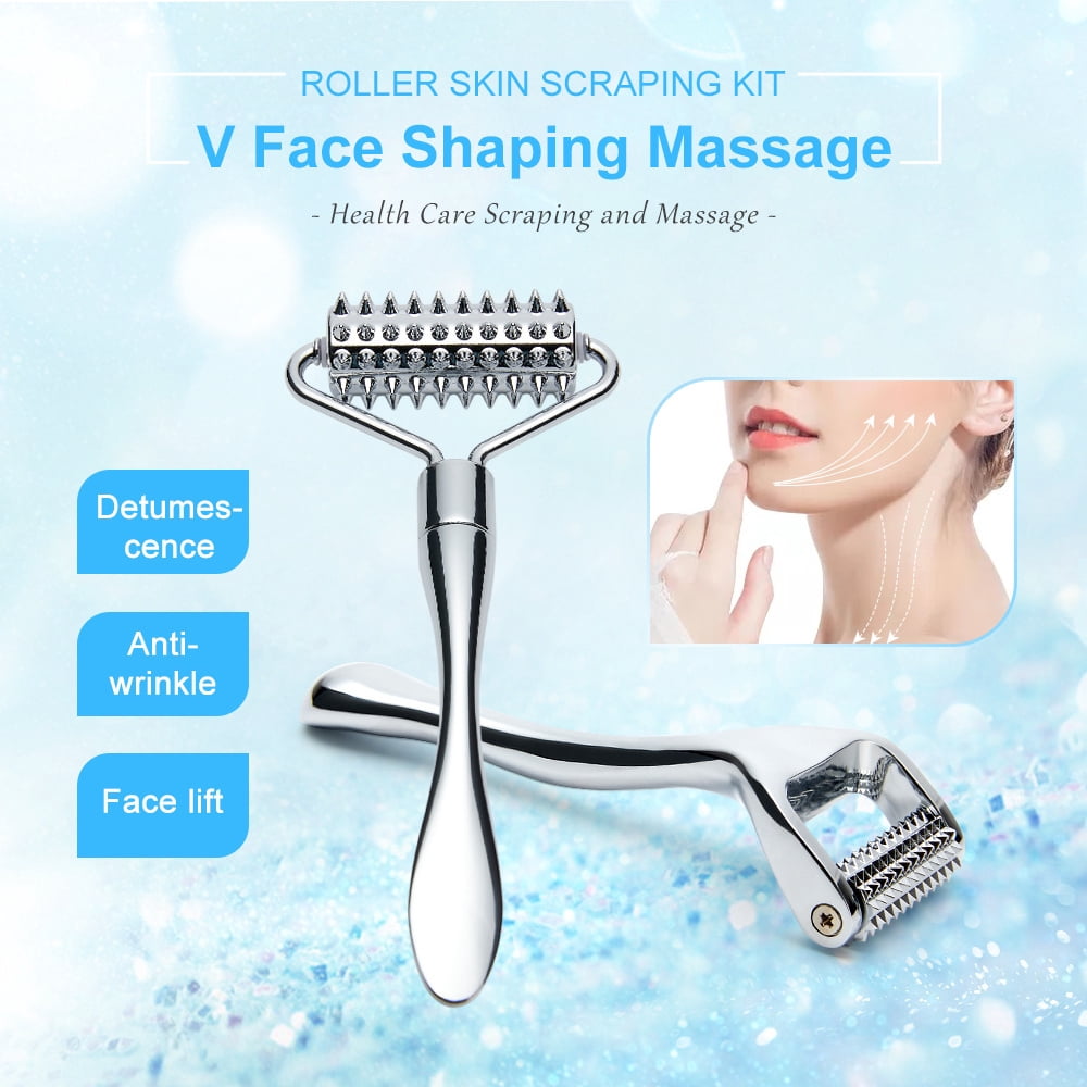 *Zinc alloy facial massage roller | Double-sided Skin Care Tool with Needle and Smooth Roller | Multi-purpose for fac... - Image 3