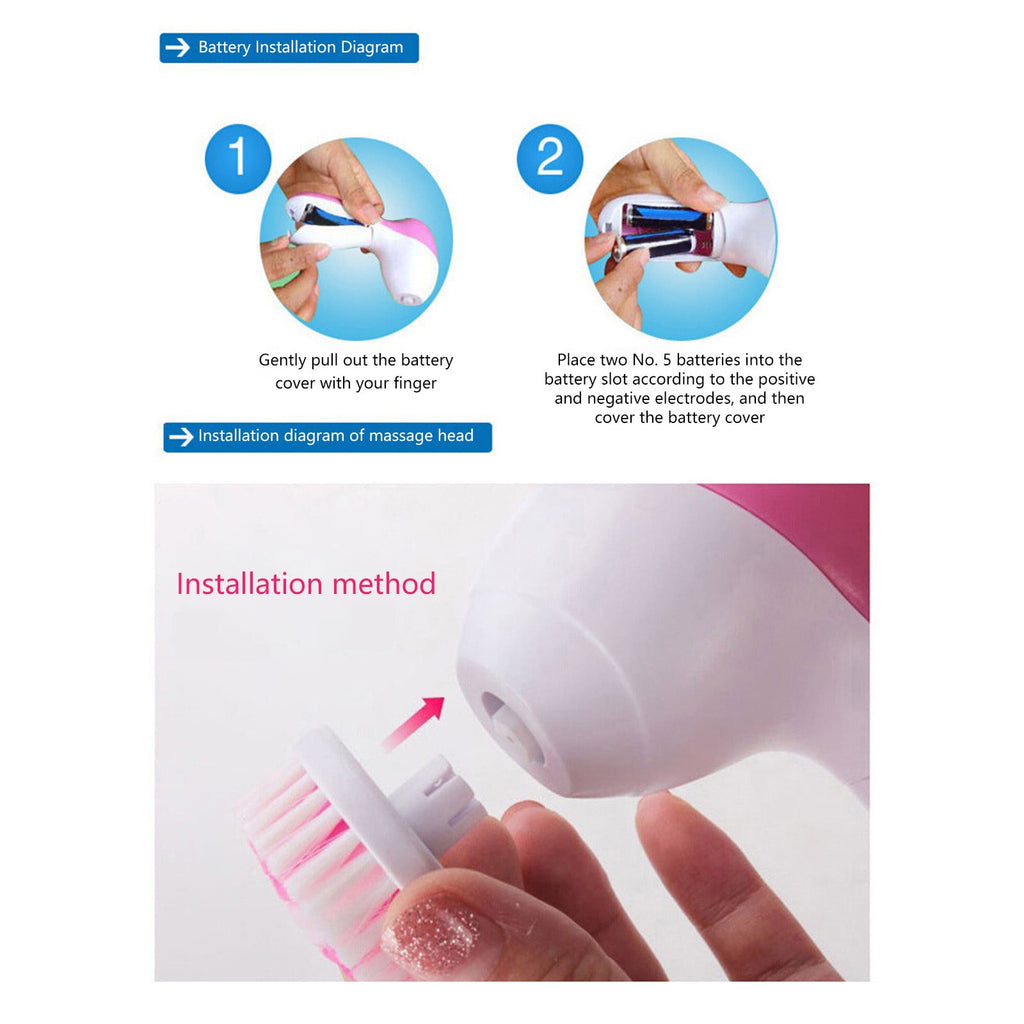 Electric Chargeable Face Cleansing Brush Tools Deep Facial Clean Instrument Skin Massage Firming Rechargeable Facial Cleansing Spin Brush Wa - Image 4
