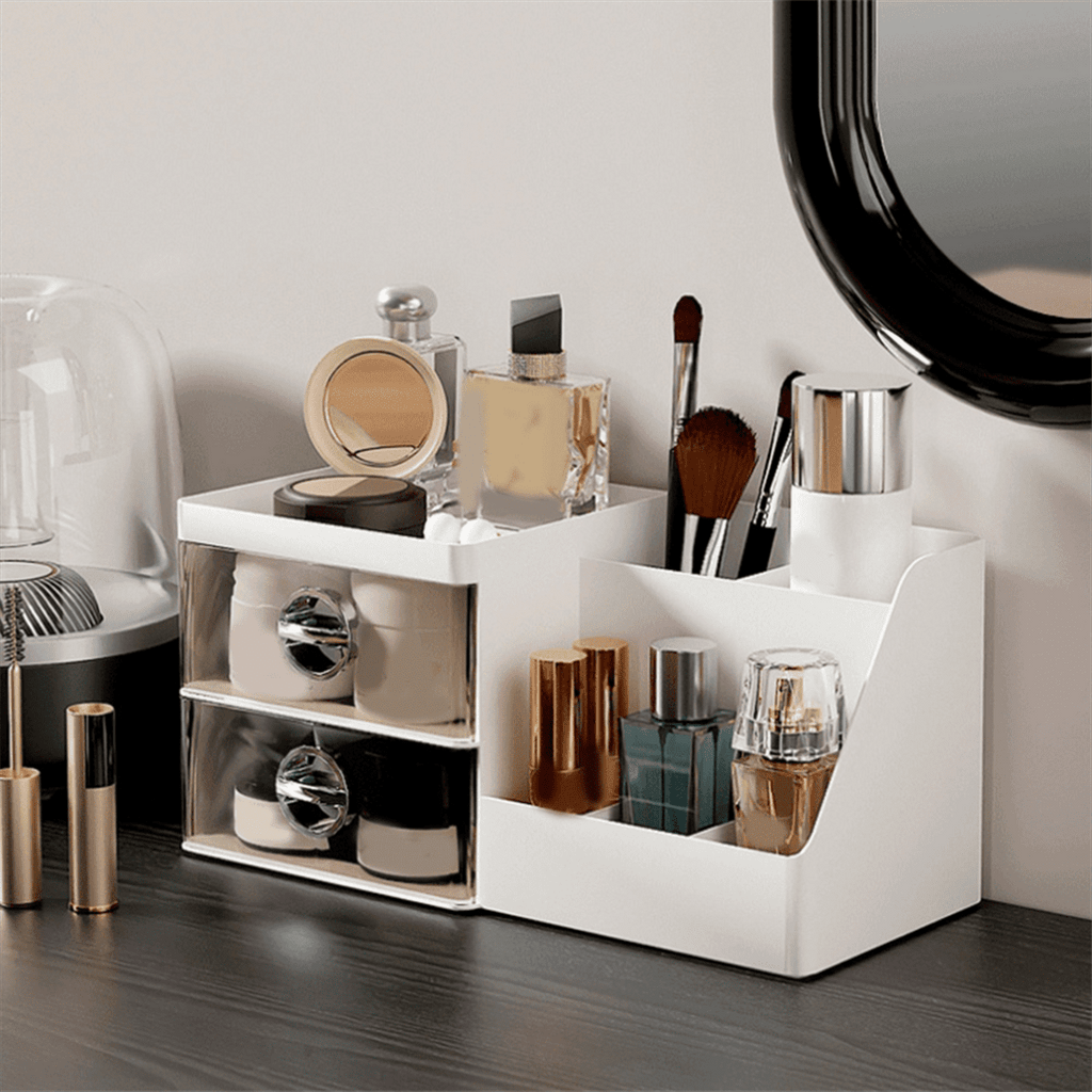 Makeup Organizer with Clear Drawers, Plastic Skincare Organizers for Vanity, Large Capacity Makeup Organizer Countertop - Image 2