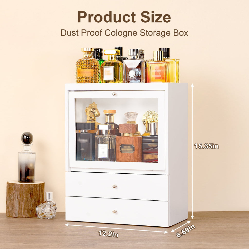 Cologne Organizer, 4 Tier Vertical Wood Perfume Stand for Men, Large Capacity Perfumes Organizer with Double Drawer S... - Image 6