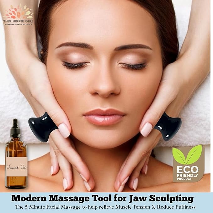 Gua Sha Mushroom Set, Jaw Sculpting Tools, Obsidian Stone Facial Toning and Yoga Sculpt Massage Tool, 2 Gua Sha Mushr... - Image 2