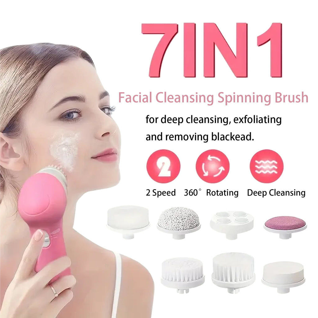 Facial Cleansing Brush,Adjustable 7-In-1 Electric Face Scrubber for Removing Blackheads,Face Brushes for Deep Cleansi... - Image 2