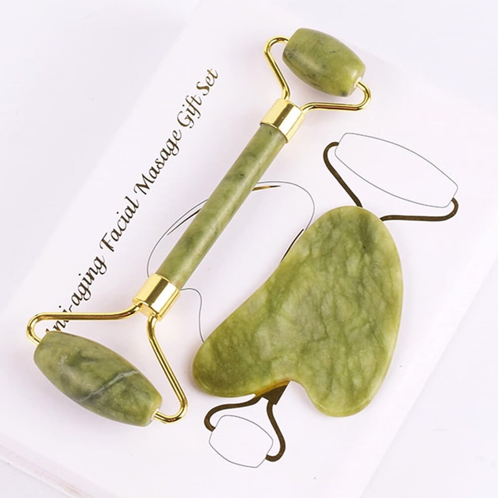 Natural Jade Roller Gua Sha Kit Face Massager Portable Facial Skin Care Tools - Image 6