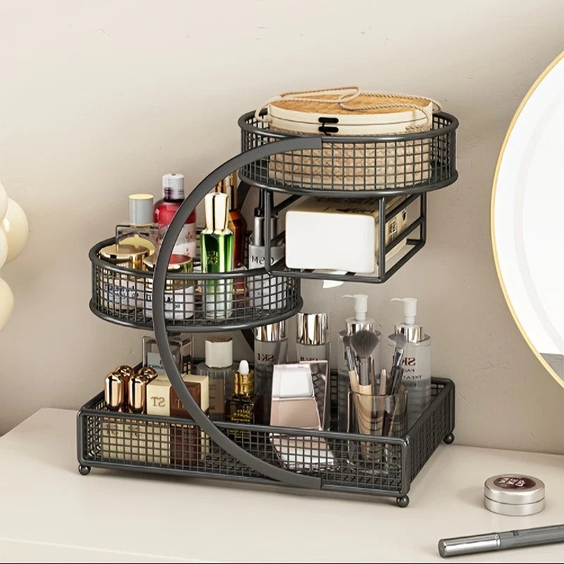 3Tiers Metal Cosmetic Organizers Modern Storage Rack For Skincare Lipsticks Bathroom Countertop Without Tool - Image 4